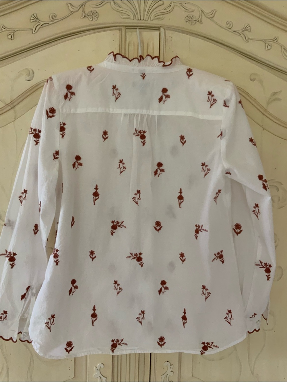 Talbots Floral Embroidered Ruffle-Trim Blouse - Picture 8 of 12
